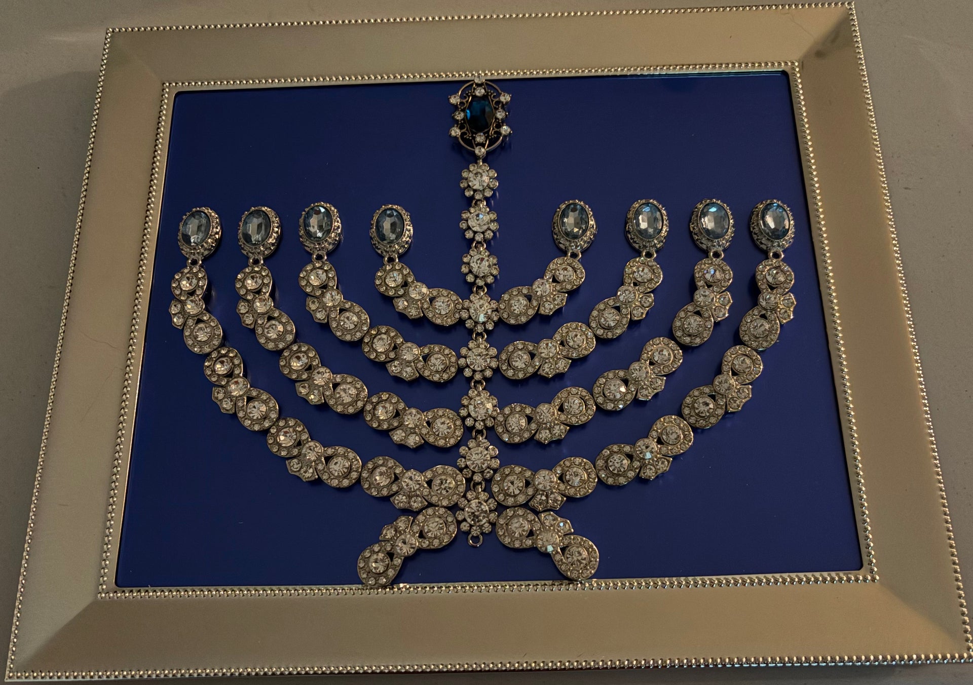 Rhinestone and Blue Menorah