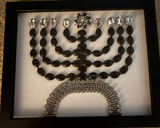 Matte Black and Rhinestone Menorah